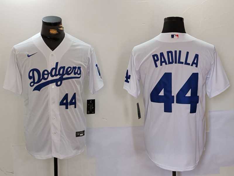 Mens Los Angeles Dodgers #44 Vicente Padilla Number White Cool Base Stitched Jerseys